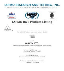 IAPMO CERT Pic IAPMO Certificate Image for the Hepvo Waterless PTrap